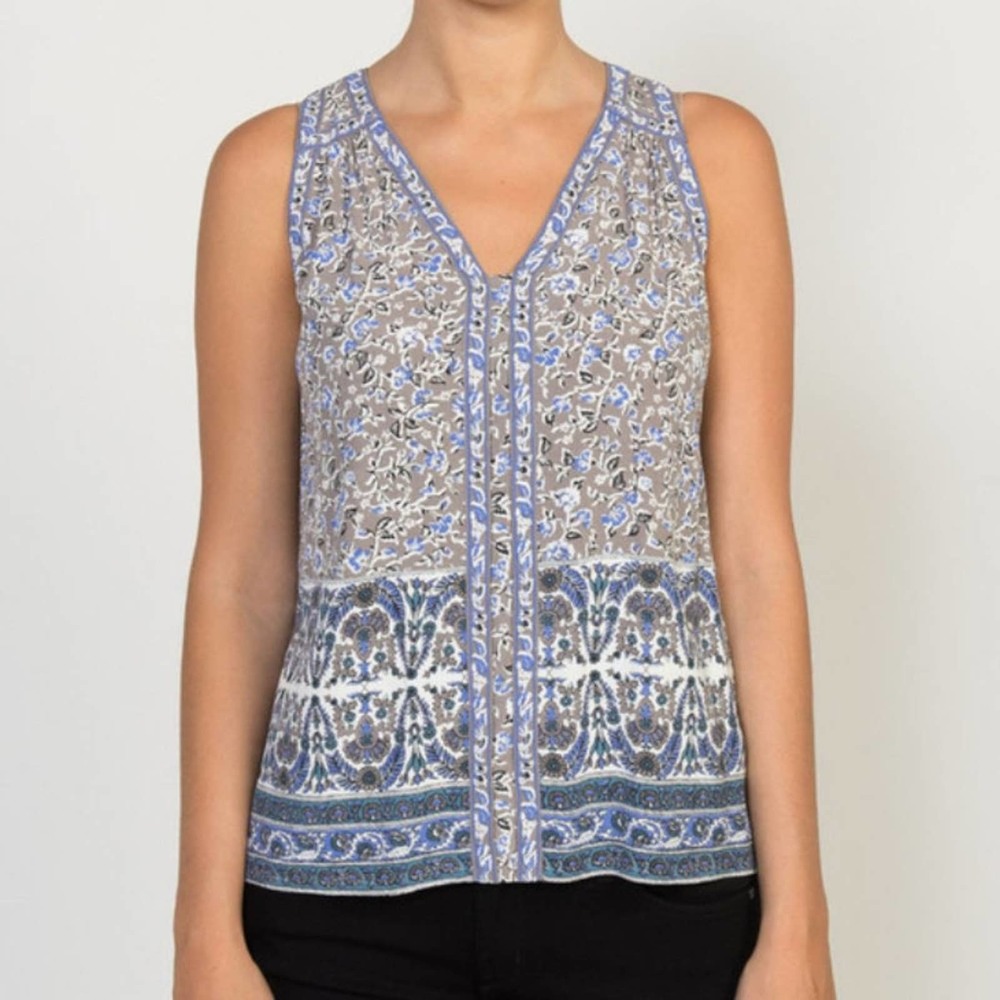 Rebecca Taylor Indian Floral V Neck Top 2945